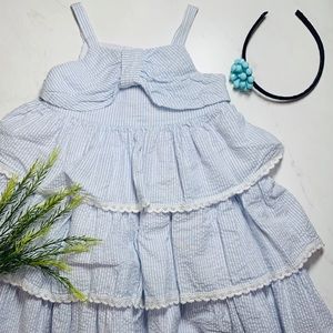 Laura Ashley London Seersucker Bow Girls’ Dress 3T